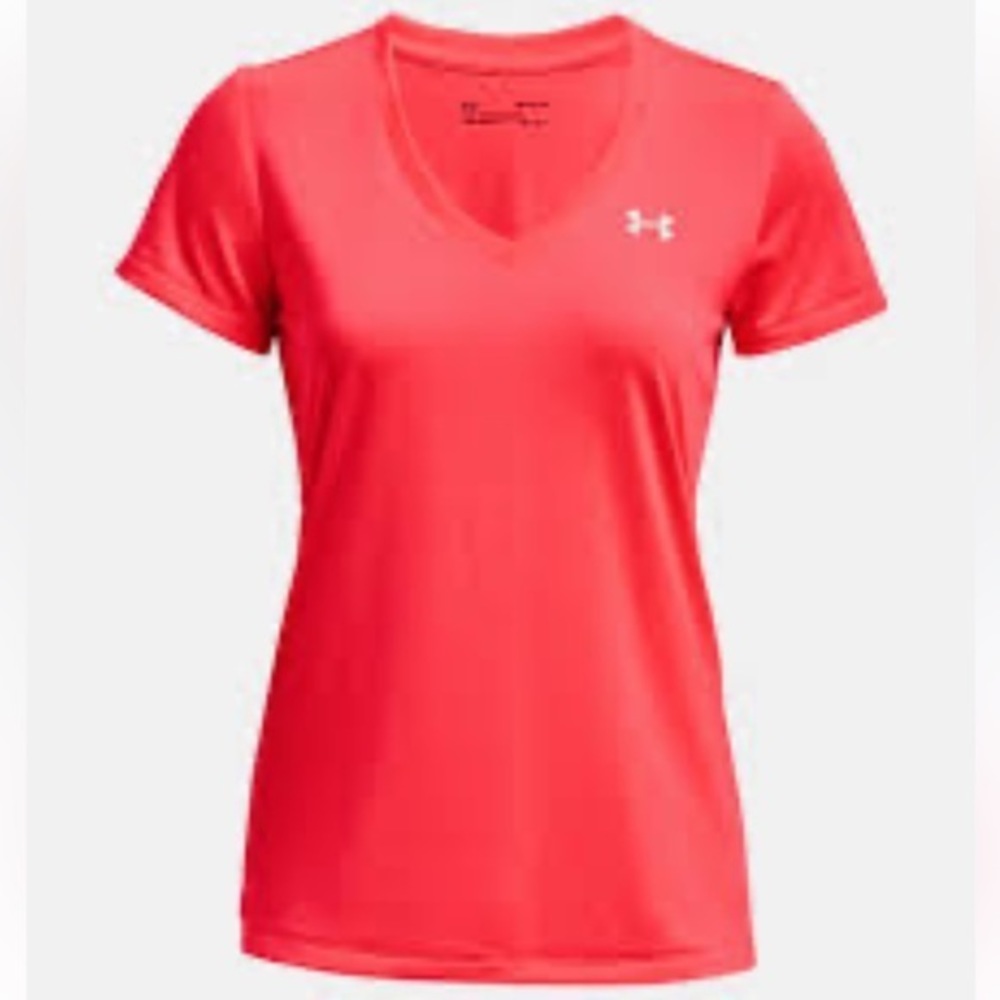 Under Armour Athletic V-Neck Bright Pink T-Shirt Size Medium